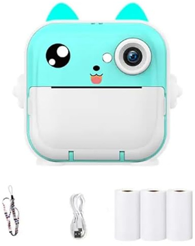Appareil photo pour enfants, écran IPS 2,4, appareil photo pour enfants, impression instantanée, enregistrement vidéo, photographie, cadeau d'anniversaire, bleu (B), installation facile, facile