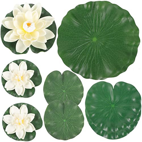 CIYODO Schwimmende Blumen Künstliche Teichdekor Simulationspflanzendekor Für Pool Brunnen Garten Heimdekor Künstliche Schwimmende Lotusblumen