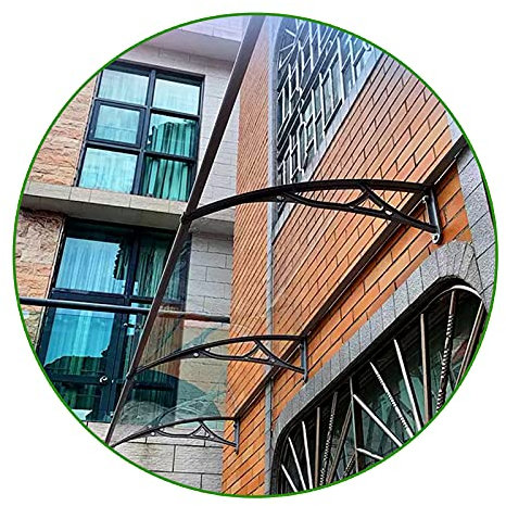 Markise für Außentüren, Fenster, Gartenterrasse, Veranda, Vordach für Vorder-/Hintertüren, Aluminiumrahmen, durchsichtige Polycarbonat-Abdeckung, Regenschutz für Wohn-/Technik-/Gewerberäume