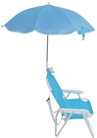 Dpofirs Silla Plegable de Playa con Sombrilla, para Césped y Camping, con Sombra de Verano, para Playa, Piscina, Viajes, Portátil al Aire Libre, para hasta 50 kg
