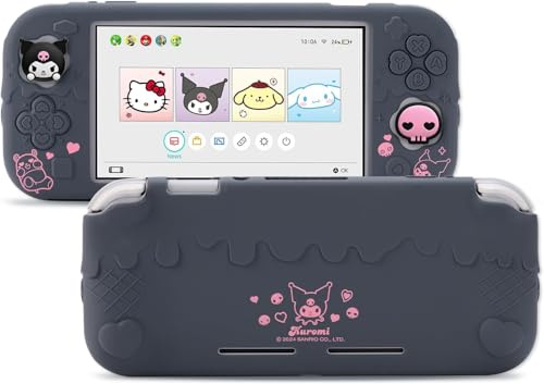 Kuitmor Coque de Protection pour Switch Lite, Housse en Silicone Souple Antirayures avec 2 Capuchons de Sticks