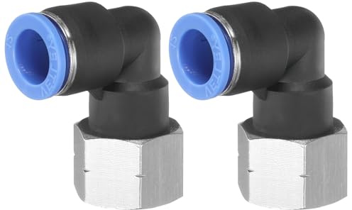 sourcing map 90 Push to Connect Fittings 12mm Tube OD x 1/2 NPT 2pcs | Female Thread,Elbow Fitting,Quick Connect Air Hose Pneumatic Push Lock Connector,for Water Gas Oil Pipe