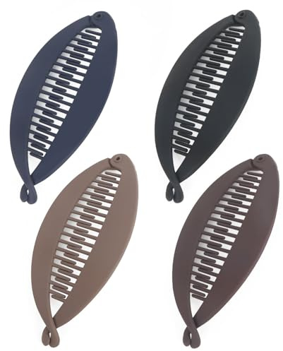 MOTIBACK Banana Clip Set mit 4 Stück Vintage Bananenspangen für Damen Perfekt für Dickes und Dünnes Haar Große Fischschwanz Bananen Haarspangen für Alle Frisuren und Anlässe