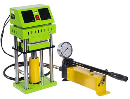 QMNUZCFD 15 tonnellate di Macchina idraulica della pressa di Calore, 12 x 12 cm Piastre di Riscaldamento Doppio, con i Doppi regolatori di Temperatura Touchscreens(110v)