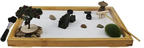 Zen Sand Garden for Desk with Rake Rocks and Bridge Tree Mini Sandbox Toys