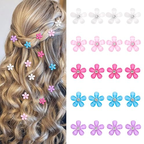 UCLEVER Lot de 20 petites pinces à cheveux en forme de fleur - Mini épingles à cheveux en métal pour femme - Pinces à cheveux pour mariée - Pour mariage - Multicolore