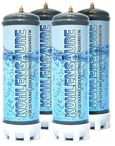 4x 1300g CO2 Kohlensäure/Kohlendioxid Einwegflasche mit Gewinde M10x1 passend für JBL Druckminderer Aquaristik