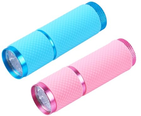 GOOHOCHY Lampada Led Per Unghie 2 Pezzi Mini Portatile Torcia Per Manicure Asciugatura Nail Art a Casa e Salone Cenni Di Polimerizzazione Compatta Rosa e Blu