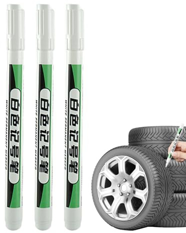 3-pack vita permanenta markörer – 14 cm vita markörpennor | snabbtorkande oljebaserade markörer | vattentät, icke-blekande vita pennor för däck, glas, metall, keramik,