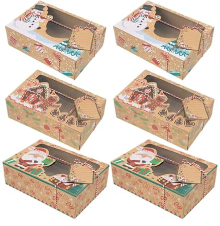 Genérico Cajas de Navidad - Estuche para Cupcakes y Caramelos | Recipientes Para Galletas Navideñas,Para Favores De Fiesta, Cumpleaños, Fiestas, Panaderías, Niños, Niñas