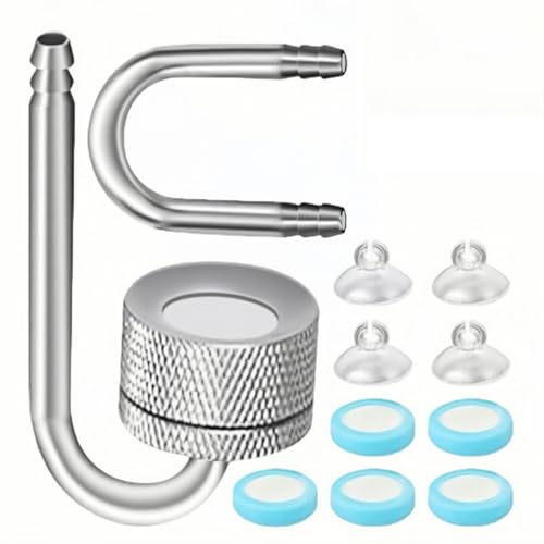 CO2 Diffusor Aquarium, Aquarium Zerstäuber mit Saugnäpfen und U-Pipe für alle Arten von Aquarien,Aluminiumlegierung Sauerstoff Kohlendioxid Diffusor Bubbler Zubehör für Süßwasserfischpflanzen