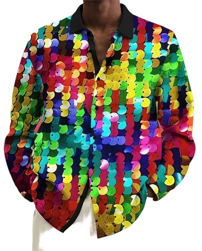 Generisch Chemise colorée à manches longues pour les festivals, les loisirs et les fêtes - Tissu confortable et respirant avec col classique.