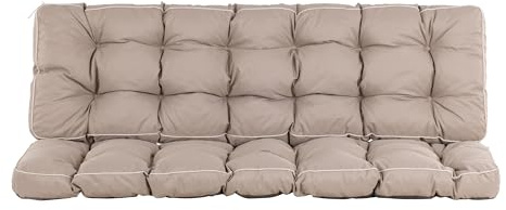 PATIO Beige Hollywoodschaukel Auflage 175 cm Livorno Sitzpolster mit Rückenlehne gesteppt Befestigungsschnüre