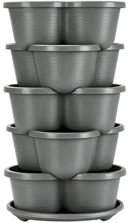 Genérico Jardinera Vertical,Maceta Vertical Apilable De 5 Niveles con Agujero De Drenaje - Torres De Jardín para Verduras,para Patio Balcón Deck Porche Terraza Patio Trasero Y Cultivo De Verduras Al