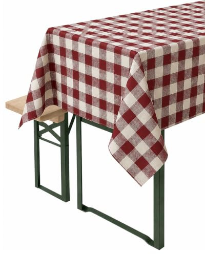 texpot Tischdecke 80 x 80 cm Rubin-weiß kariert aus Baumwolle 2 cm Karo