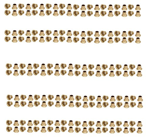 Sourcingmap 200pcs M4 x 4mm Brass Plated Metal Hollow Eyelets Rivets Gold Tone