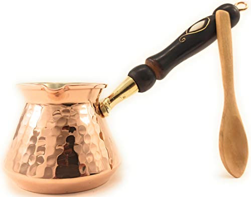 ACC Series (Small-8.5 fl oz) - Hand Hammered Turkish Greek Arabic Armenian Copper Coffee Pot/Heavy Duty Stovetop Coffee Maker Cezve Jazzve Jazva Jezve Ibrik Briki