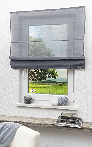 LYSEL Outlet Raffrollo grau, transparent mit Schnurzug (B x H) 120cm * 170cm