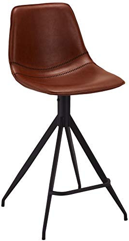 Furnhouse Isabel Barstuhl 2er Set Cognac Braun – Skandinavisches Design, Kunstleder, 360° Drehbar, Metallgestell, Ergonomische Polsterung, Hoher Sitzkomfort für Bartresen & Kücheninseln