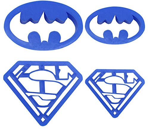 Maijia Lot de 4 emporte-pièces en forme de super-héros Superman Batman pour biscuits, pâtisserie, cookies, fondant