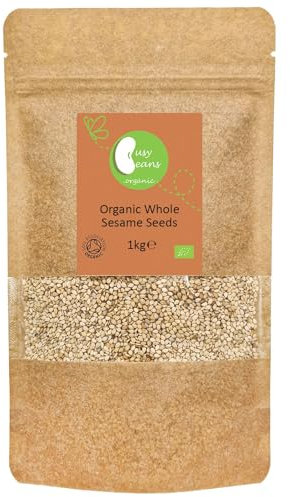 Organic Natural Sesame Seeds (Unhulled) - Certified Organic - by Busy Beans Organic (1kg)