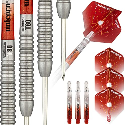 UNICORN Dartpfeile mit Stahlspitze, Core XL Striker Serie, 80 % natürliches Wolfram, 20 g, 21 g, 22 g, 23 g, 24 g oder 25 g