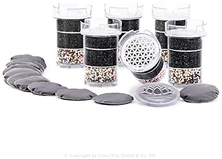 Lotus Vita Wasserfilter Ersatz Jahres Paket - 6 x Filter 12 x Kalkpad für ESPRIT, LOTUS, FAMILY, ONE, NATURA PLUS