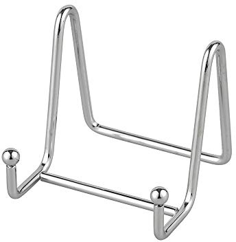 Porte Assiette Chevalet Support Presentoir - 1 Pièces Argenté Metal Support Assiette Decorative - Support Cadre Photo de Table - Présentoir de Fer pour Plaque | Livre Cuisine | Carte Postale - 7,6 cm
