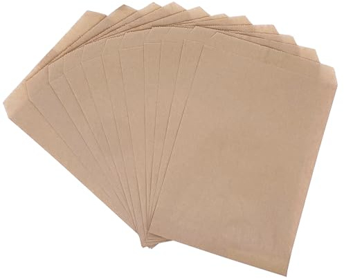 Quotidian Sachets papier sulfurisés 15,2x22,9 cm, 100 pièces | Papier sulfurisé anti-graisse brun pour pâtisserie, snacks, confiserie (format A5 · 6x9 pouces)
