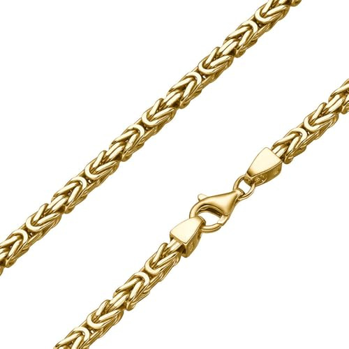 KettenKauf Vergoldete 4mm Königskette 925 Silber massiv - Länge Wählbar - Gold Vergoldet - Collier Halskette oder Armband