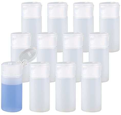 ZEOABSY 12 Pieces Empty 30ml Squeezable Translucent Flip Cap Plastic HDPE Bottles, Travel Soft Squeeze Cosmetic Tubes with Flip Top Screw Caps for Shampoo Soap Toner Refillable Containers