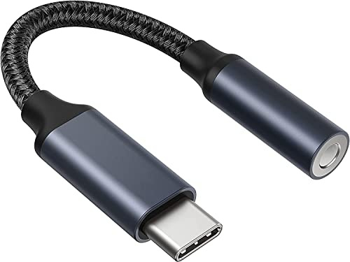 USB C to 3.5mm Audio Adapter, USB to 3.5mm jack,USB C headphones, Male to Female Nylon Cable for Samsung S20/S20+/S20 Ultra, Pixel 4/ + 4XL, and More Type C Devices