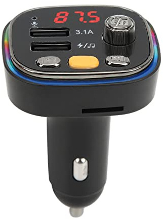 KIMISS Bluetooth FM Transmitter, 12-24V Musikplayer Dual USB FM Radio Adapter Schnellladegerät Freisprechen LED Farbe Hintergrundbeleuchtung für Auto