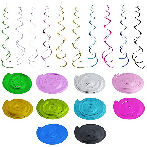 Guirlandes Tourbillons Suspendus Décoration,60 Pièces Tourbillons Serpentins Guirlande à Spirales Fête Multicolore, pour Anniversaire Mariage Noël Foraine la Saint-Valentin