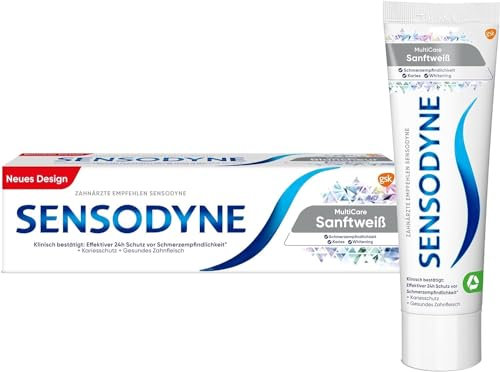 Sensodyne MultiCare Sanftweiß Zahnpasta, 75ml, tägliche Zahncreme mit Fluorid und Whitening-Formel, für schmerzempfindliche Zähne