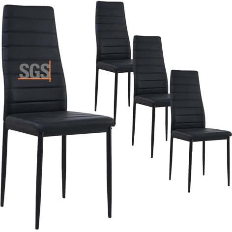 buybyroom Esszimmerstühle 4er Set Metall Küchenstuhl, Esstisch Stuhl Bequemer Polsterstuhl SitzfläChe,Schwarz