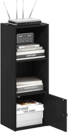 Furinno Pasir 5-stufiges Eck-Bücherregal mit offenem Regal, Schwarzes Holz