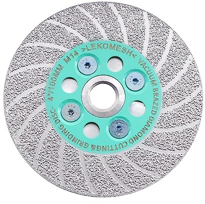 Diamond Cutting Grinding Discs 100MM - Granite Cutting Disc LEKOMESH Double-Side Vacuum Brazed Diamond Disc for Marble Concrete Stone Tile Porcelain Ceramic M14 Thread