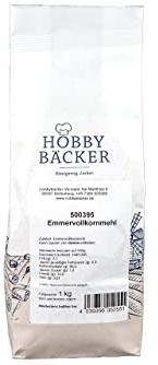 Hobbybäcker Emmervollkornmehl (1 kg), gut bekömmlich, Urgetreide, vielseitig einsetzbares Mehl zum Kochen und Backen, perfekt für Vorratshaltung