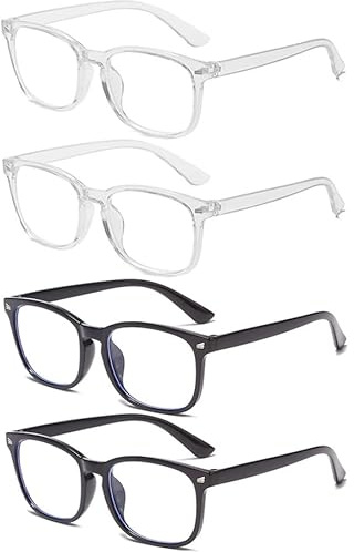 Eyglajdd Lesebrille für Herren Damen,Lesebrillen Lesehilfe Große Brille 4er-Pack Schwarz Transparent +4,0