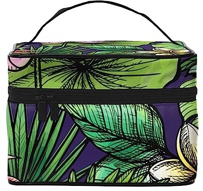 Tropical Greens Kosmetiktasche Make-up-Tasche Reise Kosmetiktaschen für Frauen Kulturbeutel, Tropische Blumen1, Einheitsgröße