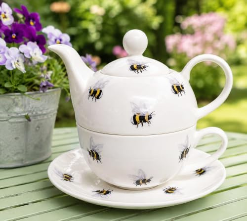Bees Tea for One Fine Bone China Bumble Bee Set Hand Decorated UK