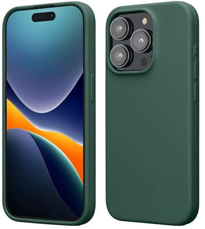 kwmobile Handyhülle für iPhone 15 Pro Hülle, für iPhone 15 Pro Case - Hülle Silikon - kabelloses Laden - Tannengrün