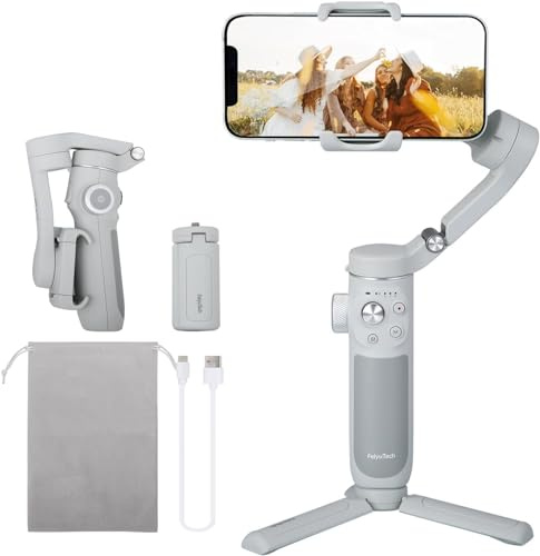Feiyu VB4SE 3-Achsen-Smartphone-Gimbal-Stabilisator – kompakter Handheld-Videostabilisator mit Bluetooth-Steuerung, App-Aufnahmemodi, 1300-mAh-Akku, kompatibel mit iPhone & Android