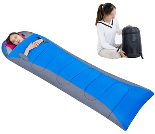 ZAGH Schlafsack für Erwachsene Kinder Deckenschlafsack 3-4 Jahreszeiten leicht Wasserdicht Kinder-Schlafsack Erwachsene Schlafsack für Outdoor Camping Wandern Reisen, 220x75cm,Blau,B1300g