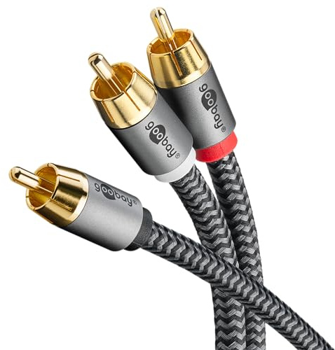 goobay 65301 Cinch Y-kabel 3 m/mono till stereo digital koaxialkabel/guldpläterade anslutningar/ljudkabel cinch kontakt till 2 x RCA-kontakt