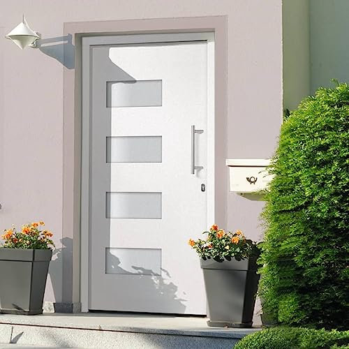 Material de construcción Puerta de entrada Aluminio y PVC Blanco 100x210 cm Hardware