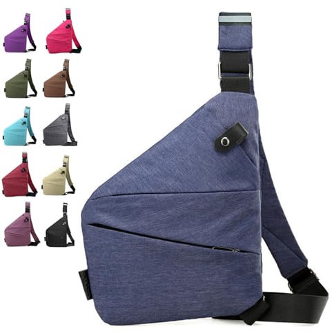 Diebstahlsichere Reisetasche Brusttasche, Anti Theft Travel Bag für Damen und Herren, Umhängetasche Bodybag (Blau)