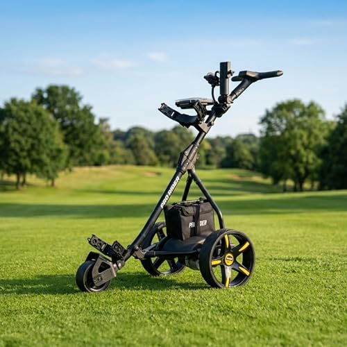 Pro Rider Electric Golf Trolley With 9 Speed Settings, Auto Distance Function, Powerful 200W Motor, Extra Grip Wheels, Easy To Assemble Complete with £130 Worth Of Accessories 18 AND 36 Hole Models