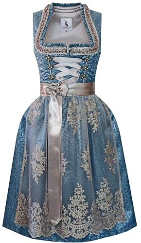 Alpenmärchen Midi Dirndl aus Exklusiver Kollektion inkl. Spitzenschürze Gr.36 - ALM993
